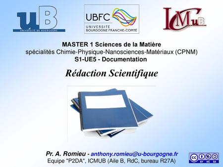 MASTER 1 Sciences de la Matière Rédaction Scientifique