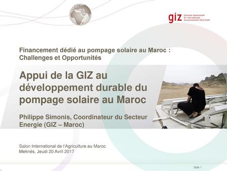 Appui de la GIZ au développement durable du pompage solaire au Maroc