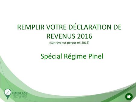 REMPLIR VOTRE DÉCLARATION DE REVENUS 2016 (sur revenus perçus en 2015)