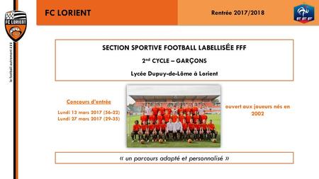 FC LORIENT SECTION SPORTIVE FOOTBALL LABELLISÉE FFF