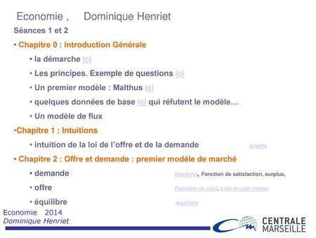 Economie , Dominique Henriet