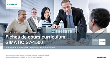 Fiches de cours curriculum SIMATIC S7-1500