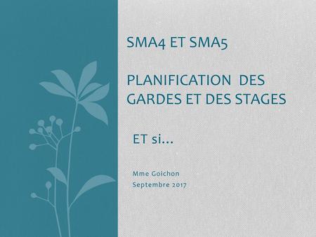 SMa4 et SMa5 Planification des gardes et des stages