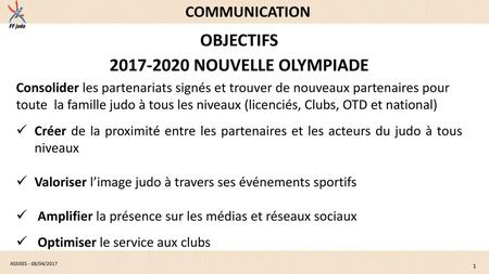 OBJECTIFS NOUVELLE OLYMPIADE