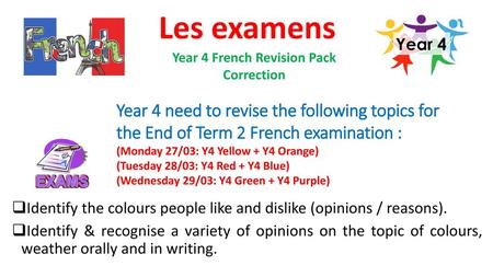 Year 4 French Revision Pack Correction