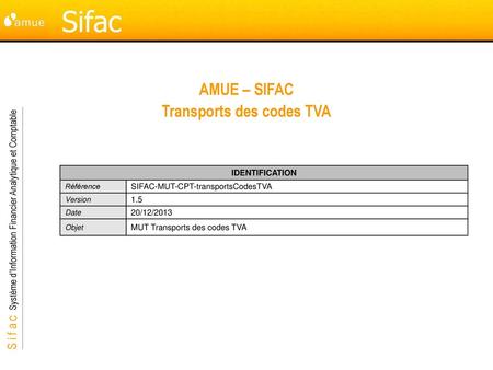 AMUE – SIFAC Transports des codes TVA