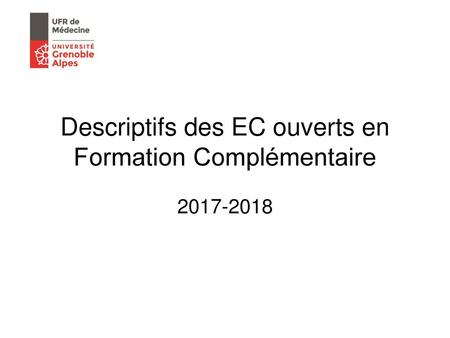 Descriptifs des EC ouverts en Formation Complémentaire
