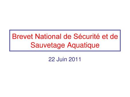 Brevet National de Sécurité et de Sauvetage Aquatique