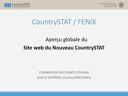 FORMATION DES POINTS FOCAUX SUR LE SYSTÈME CountrySTAT/FENIX