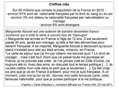 Sur 65 millions que compte la population de la France en 2010 :
