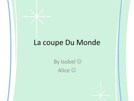 La coupe Du Monde By Isobel Alice. Peter Crouch Bonjour! Je m appelle Peter Crouch. J ai 29 ans. Mon aniversaire, c est le 30 janvier. Je suis né 1981.