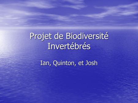 Projet de Biodiversité Invertébrés