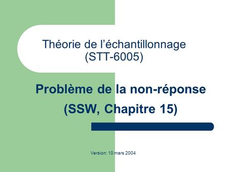 Théorie de l’échantillonnage (STT-6005)