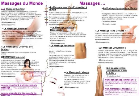 Massages du Monde … Massages … Le Massage pré-natal :