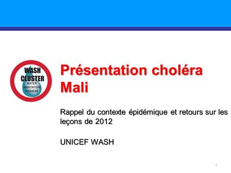 Présentation choléra Mali