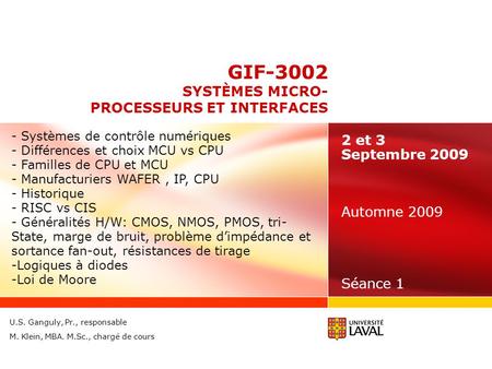 GIF-3002 SYSTÈMES MICRO- PROCESSEURS ET INTERFACES