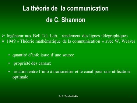 La théorie de la communication de C. Shannon