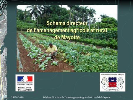 29/06/2010 Schéma directeur de laménagement agricole et rural de Mayotte 1 Schéma directeur de laménagement agricole et rural de Mayotte.