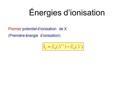 Énergies d’ionisation