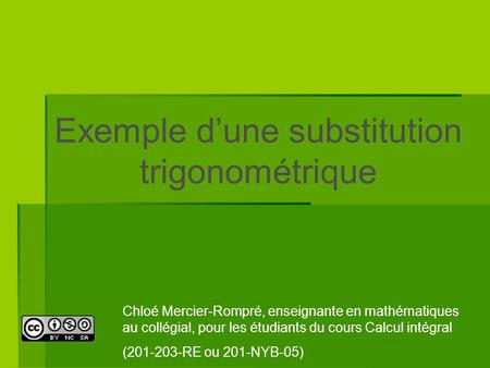 Exemple d’une substitution trigonométrique