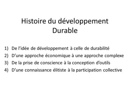 Histoire du développement Durable