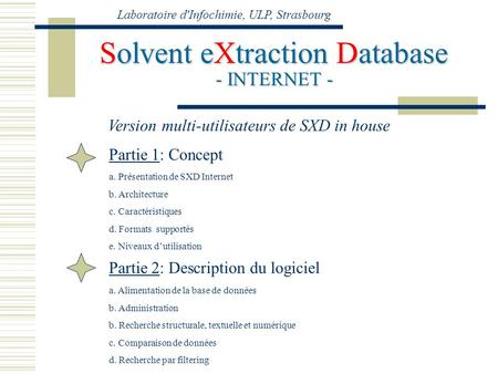 Solvent eXtraction Database - INTERNET -