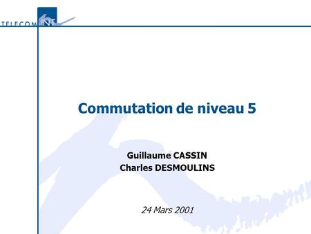 Commutation de niveau 5 Guillaume CASSIN Charles DESMOULINS 24 Mars 2001.