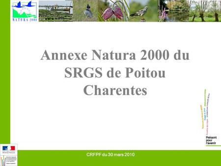 CRFPF du 30 mars 2010 Annexe Natura 2000 du SRGS de Poitou Charentes.