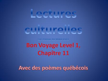 Les classes de Mme Faria Avec des poèmes québécois