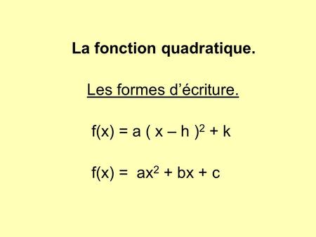 La fonction quadratique.