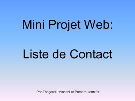 Mini Projet Web: Liste de Contact