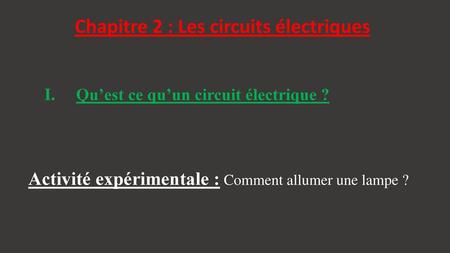 Chapitre 2 : Les circuits électriques