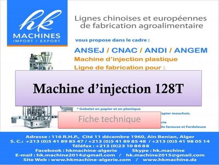 Machine d’injection 128T Fiche technique.