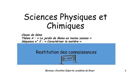 Sciences Physiques et Chimiques