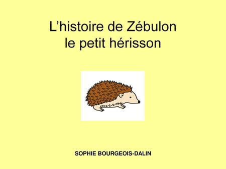L’histoire de Zébulon le petit hérisson S SOPHIE BOURGEOIS-DALIN