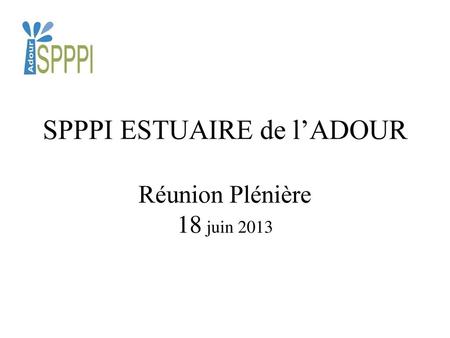 SPPPI ESTUAIRE de l’ADOUR Réunion Plénière 18 juin 2013