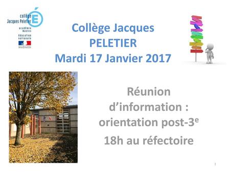 Collège Jacques PELETIER Mardi 17 Janvier 2017