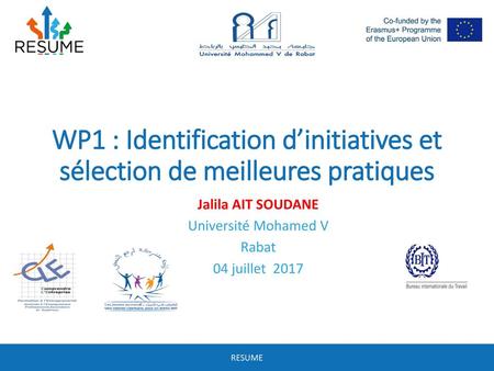 Jalila AIT SOUDANE Université Mohamed V Rabat 04 juillet 2017
