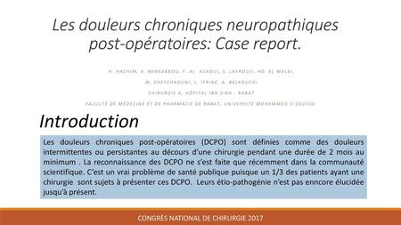 Les douleurs chroniques neuropathiques post-opératoires: Case report.