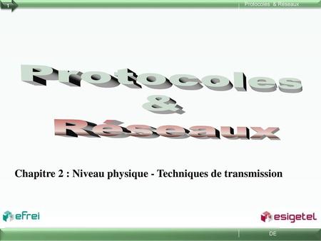 Protocoles & Réseaux Chapitre 2 : Niveau physique - Techniques de transmission.