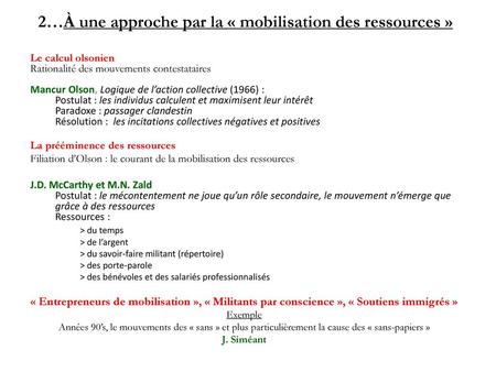 2…À une approche par la « mobilisation des ressources »