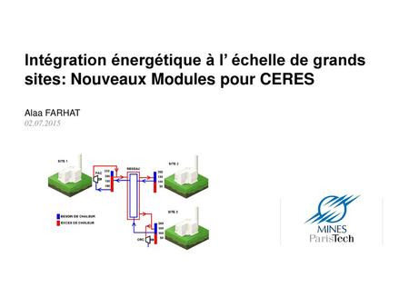 Intégration énergétique à l’ échelle de grands sites: Nouveaux Modules pour CERES Alaa FARHAT 02.07.2015.