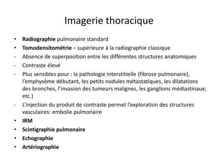 Imagerie thoracique Radiographie pulmonaire standard