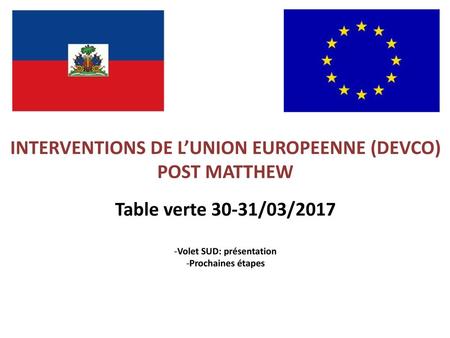 INTERVENTIONS DE L’UNION EUROPEENNE (DEVCO) Volet SUD: présentation