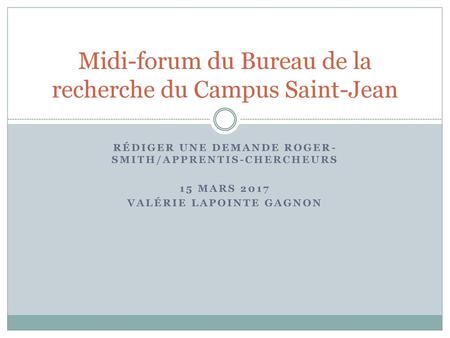 Midi-forum du Bureau de la recherche du Campus Saint-Jean