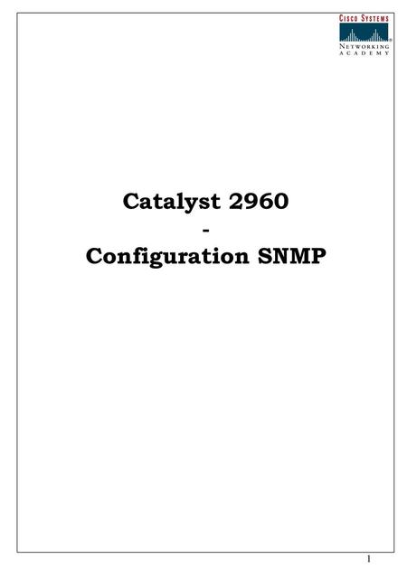 Catalyst 2960 - Configuration SNMP.