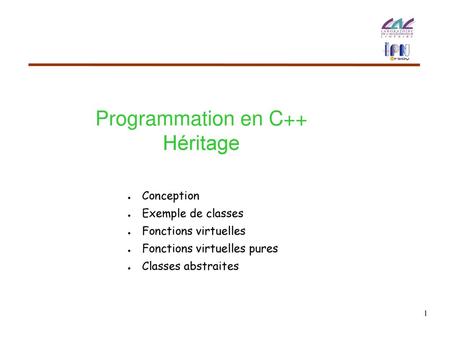 Programmation en C++ Héritage