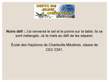 École des Haybions de Charleville Mézières, classe de CE2 /CM1.