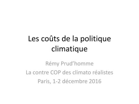 Les coûts de la politique climatique