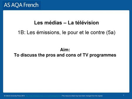 Aim: To discuss the pros and cons of TV programmes
